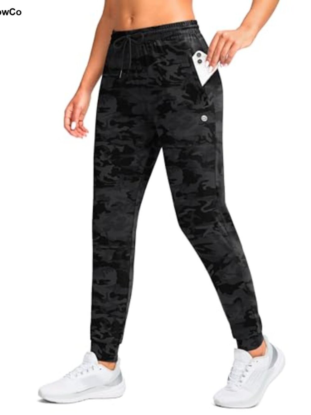 Women's Joggers Pants with Zipper Pockets, Elastic Waistband, Tapered Leg